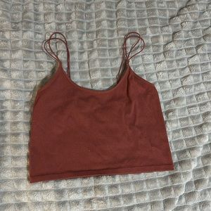 Ribbed BOZZOLO muted red crop top